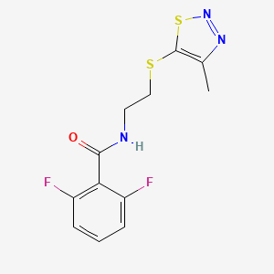 molecular formula C12H11F2N3OS2 B2652240 2,6-difluoro-N-{2-[(4-methyl-1,2,3-thiadiazol-5-yl)sulfanyl]ethyl}benzenecarboxamide CAS No. 478063-49-9