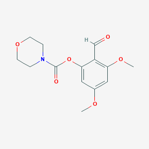 molecular formula C14H17NO6 B2652244 2-Formyl-3,5-dimethoxyphenyl 4-morpholinecarboxylate CAS No. 712345-42-1