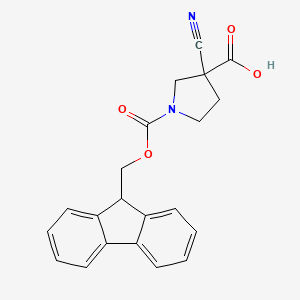 molecular formula C21H18N2O4 B2652245 3-氰基-1-(9H-芴-9-基甲氧羰基)吡咯烷-3-羧酸 CAS No. 2138353-88-3