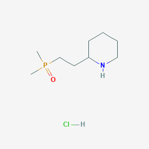 molecular formula C9H21ClNOP B2652246 2-(2-Dimethylphosphorylethyl)piperidine;hydrochloride CAS No. 2413886-07-2