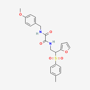 molecular formula C23H24N2O6S B2652271 N1-(2-(furan-2-yl)-2-tosylethyl)-N2-(4-methoxybenzyl)oxalamide CAS No. 896323-17-4