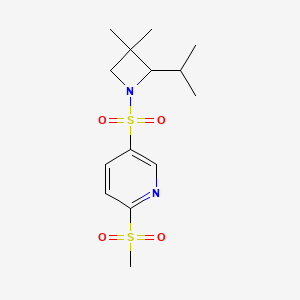 molecular formula C14H22N2O4S2 B2652277 5-(3,3-Dimethyl-2-propan-2-ylazetidin-1-yl)sulfonyl-2-methylsulfonylpyridine CAS No. 2186143-85-9