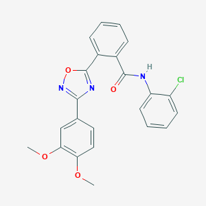 molecular formula C23H18ClN3O4 B265228 N-(2-chlorophenyl)-2-[3-(3,4-dimethoxyphenyl)-1,2,4-oxadiazol-5-yl]benzamide 