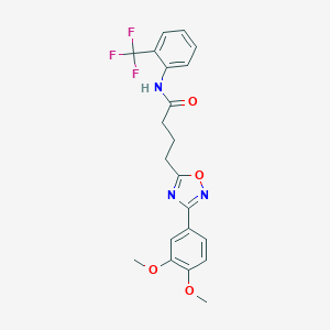 molecular formula C21H20F3N3O4 B265229 4-[3-(3,4-dimethoxyphenyl)-1,2,4-oxadiazol-5-yl]-N-[2-(trifluoromethyl)phenyl]butanamide 