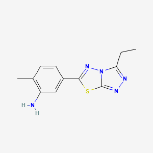 molecular formula C12H13N5S B2652291 5-(3-Ethyl[1,2,4]triazolo[3,4-b][1,3,4]thiadiazol-6-yl)-2-methylaniline CAS No. 764710-11-4