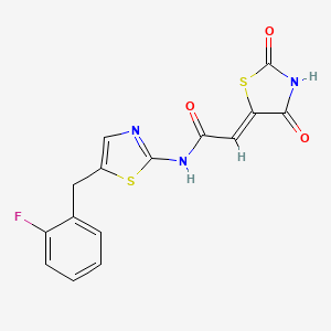 molecular formula C15H10FN3O3S2 B2652293 (Z)-2-(2,4-dioxothiazolidin-5-ylidene)-N-(5-(2-fluorobenzyl)thiazol-2-yl)acetamide CAS No. 868237-79-0