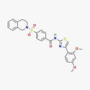 molecular formula C27H25N3O5S2 B2652294 4-((3,4-二氢异喹啉-2(1H)-基)磺酰基)-N-(4-(2,4-二甲氧基苯基)噻唑-2-基)苯甲酰胺 CAS No. 361481-83-6
