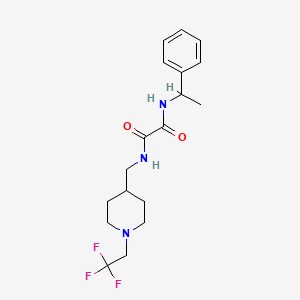 molecular formula C18H24F3N3O2 B2652299 N'-(1-Phenylethyl)-N-[[1-(2,2,2-trifluoroethyl)piperidin-4-yl]methyl]oxamide CAS No. 2309341-16-8