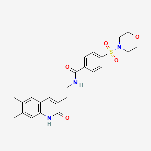 molecular formula C24H27N3O5S B2652300 N-[2-(6,7-二甲基-2-氧代-1H-喹啉-3-基)乙基]-4-吗啉-4-基磺酰基苯甲酰胺 CAS No. 688353-06-2