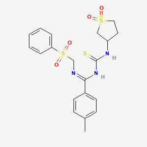 (Z)-N-((1,1-dioxidotetrahydrothiophen-3-yl)carbamothioyl)-4-methyl-N'-((phenylsulfonyl)methyl)benzimidamide