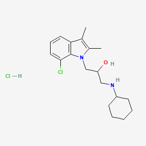 molecular formula C19H28Cl2N2O B2652311 1-(7-chloro-2,3-dimethyl-1H-indol-1-yl)-3-(cyclohexylamino)propan-2-ol hydrochloride CAS No. 1185156-09-5