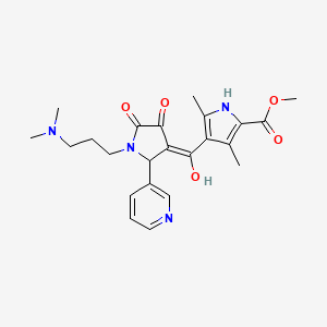 molecular formula C23H28N4O5 B2652316 methyl 4-[(E)-[1-[3-(dimethylamino)propyl]-4,5-dioxo-2-pyridin-3-ylpyrrolidin-3-ylidene]-hydroxymethyl]-3,5-dimethyl-1H-pyrrole-2-carboxylate CAS No. 858744-58-8