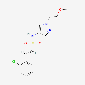 molecular formula C14H16ClN3O3S B2652319 (E)-2-(2-chlorophenyl)-N-[1-(2-methoxyethyl)pyrazol-4-yl]ethenesulfonamide CAS No. 1312000-12-6