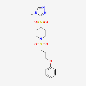 molecular formula C17H24N4O5S2 B2652329 4-((4-甲基-4H-1,2,4-三唑-3-基)磺酰基)-1-((3-苯氧基丙基)磺酰基)哌啶 CAS No. 1448044-77-6