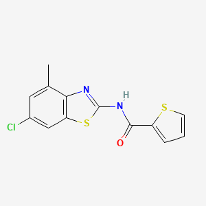 molecular formula C13H9ClN2OS2 B2652337 N-(6-氯-4-甲基-1,3-苯并噻唑-2-基)噻吩-2-甲酰胺 CAS No. 896675-82-4