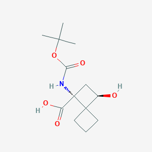 molecular formula C13H21NO5 B2652346 (1R,3R)-1-羟基-3-[(2-甲基丙烷-2-基)氧羰基氨基]螺[3.3]庚烷-3-羧酸 CAS No. 2413847-89-7