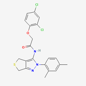 molecular formula C21H19Cl2N3O2S B2652351 2-(2,4-dichlorophenoxy)-N-(2-(2,4-dimethylphenyl)-4,6-dihydro-2H-thieno[3,4-c]pyrazol-3-yl)acetamide CAS No. 396724-54-2