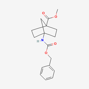 molecular formula C17H21NO4 B2652361 Methyl 4-(phenylmethoxycarbonylamino)bicyclo[2.2.1]heptane-1-carboxylate CAS No. 1252672-35-7