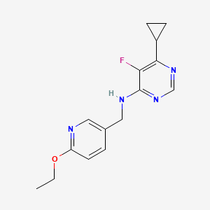 molecular formula C15H17FN4O B2652363 6-Cyclopropyl-N-[(6-ethoxypyridin-3-yl)methyl]-5-fluoropyrimidin-4-amine CAS No. 2415471-55-3