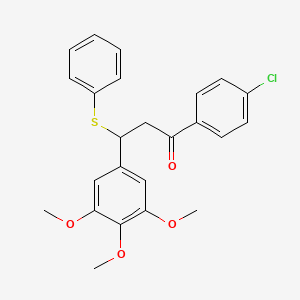 molecular formula C24H23ClO4S B2652367 1-(4-Chlorophenyl)-3-(phenylsulfanyl)-3-(3,4,5-trimethoxyphenyl)propan-1-one CAS No. 308294-53-3
