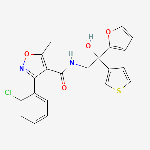 molecular formula C21H17ClN2O4S B2652371 3-(2-chlorophenyl)-N-(2-(furan-2-yl)-2-hydroxy-2-(thiophen-3-yl)ethyl)-5-methylisoxazole-4-carboxamide CAS No. 2034260-90-5