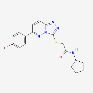 molecular formula C18H18FN5OS B2652373 N-cyclopentyl-2-((6-(4-fluorophenyl)-[1,2,4]triazolo[4,3-b]pyridazin-3-yl)thio)acetamide CAS No. 894055-91-5