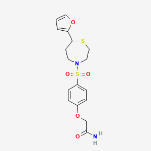 molecular formula C17H20N2O5S2 B2652386 2-(4-((7-(呋喃-2-基)-1,4-噻氮杂环-4-基)磺酰基)苯氧基)乙酰胺 CAS No. 1706054-23-0