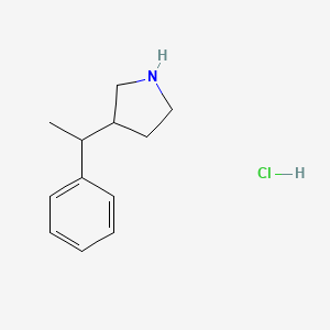 molecular formula C12H18ClN B2652388 3-(1-Phenylethyl)pyrrolidine hydrochloride CAS No. 2230807-71-1