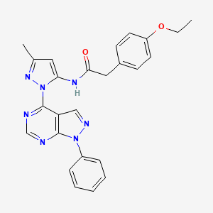 molecular formula C25H23N7O2 B2652391 2-(4-乙氧基苯基)-N-(3-甲基-1-(1-苯基-1H-吡唑并[3,4-d]嘧啶-4-基)-1H-吡唑-5-基)乙酰胺 CAS No. 1006304-28-4