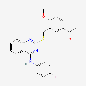 molecular formula C24H20FN3O2S B2652405 1-[3-[[4-(4-Fluoroanilino)quinazolin-2-yl]sulfanylmethyl]-4-methoxyphenyl]ethanone CAS No. 688355-57-9