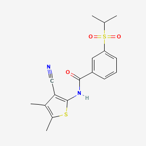 molecular formula C17H18N2O3S2 B2652406 N-(3-cyano-4,5-dimethylthiophen-2-yl)-3-(isopropylsulfonyl)benzamide CAS No. 941993-15-3
