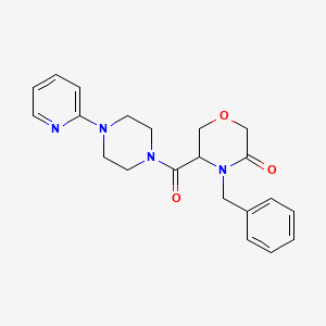 molecular formula C21H24N4O3 B2652407 4-Benzyl-5-(4-(pyridin-2-yl)piperazine-1-carbonyl)morpholin-3-one CAS No. 1351581-53-7