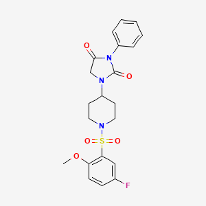 molecular formula C21H22FN3O5S B2652410 1-(1-((5-氟-2-甲氧基苯基)磺酰基)哌啶-4-基)-3-苯基咪唑烷-2,4-二酮 CAS No. 2034512-96-2