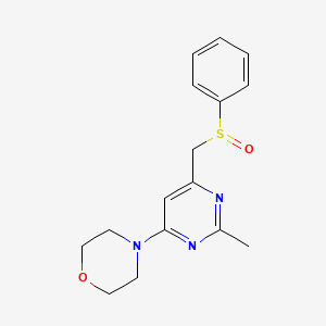molecular formula C16H19N3O2S B2652411 4-{2-Methyl-6-[(phenylsulfinyl)methyl]-4-pyrimidinyl}morpholine CAS No. 339278-75-0