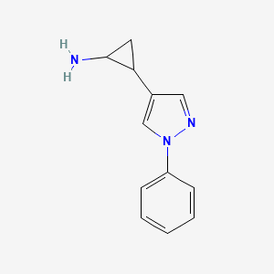 molecular formula C12H13N3 B2652415 2-(1-Phenyl-1H-pyrazol-4-yl)cyclopropanamine CAS No. 1157139-81-5