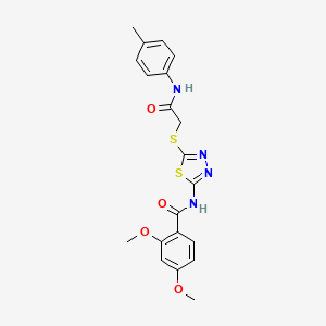 molecular formula C20H20N4O4S2 B2652422 2,4-二甲氧基-N-(5-((2-氧代-2-(对甲苯氨基)乙基)硫代)-1,3,4-噻二唑-2-基)苯甲酰胺 CAS No. 392291-75-7