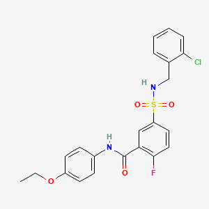 molecular formula C22H20ClFN2O4S B2652431 5-(N-(2-chlorobenzyl)sulfamoyl)-N-(4-ethoxyphenyl)-2-fluorobenzamide CAS No. 451506-65-3