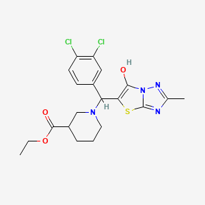 molecular formula C20H22Cl2N4O3S B2652433 Ethyl 1-((3,4-dichlorophenyl)(6-hydroxy-2-methylthiazolo[3,2-b][1,2,4]triazol-5-yl)methyl)piperidine-3-carboxylate CAS No. 869343-00-0