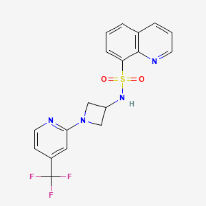 molecular formula C18H15F3N4O2S B2652449 N-[1-[4-(Trifluoromethyl)pyridin-2-yl]azetidin-3-yl]quinoline-8-sulfonamide CAS No. 2415472-78-3
