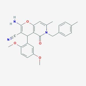 2-amino-4-(2,5-dimethoxyphenyl)-7-methyl-6-(4-methylbenzyl)-5-oxo-5,6-dihydro-4H-pyrano[3,2-c]pyridine-3-carbonitrile