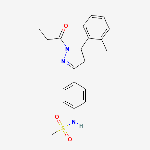 molecular formula C20H23N3O3S B2652458 N-(4-(1-propionyl-5-(o-tolyl)-4,5-dihydro-1H-pyrazol-3-yl)phenyl)methanesulfonamide CAS No. 851718-18-8