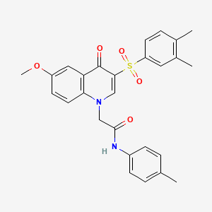 molecular formula C27H26N2O5S B2652459 2-[3-(3,4-dimethylbenzenesulfonyl)-6-methoxy-4-oxo-1,4-dihydroquinolin-1-yl]-N-(4-methylphenyl)acetamide CAS No. 872207-55-1