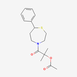 molecular formula C17H23NO3S B2652461 2-甲基-1-氧代-1-(7-苯基-1,4-噻氮杂环-4-基)丙-2-基乙酸酯 CAS No. 1797737-93-9