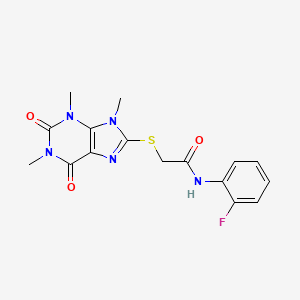 N-(2-fluorophenyl)-2-[(1,3,9-trimethyl-2,6-dioxo-2,3,6,9-tetrahydro-1H-purin-8-yl)sulfanyl]acetamide