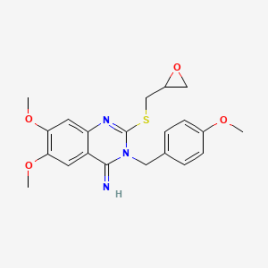 molecular formula C21H23N3O4S B2652463 6,7-二甲氧基-3-[(4-甲氧基苯基)甲基]-2-(环氧-2-基甲硫基)喹唑啉-4-亚胺 CAS No. 477848-76-3