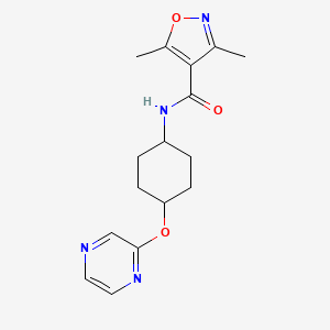 3,5-dimethyl-N-((1r,4r)-4-(pyrazin-2-yloxy)cyclohexyl)isoxazole-4-carboxamide