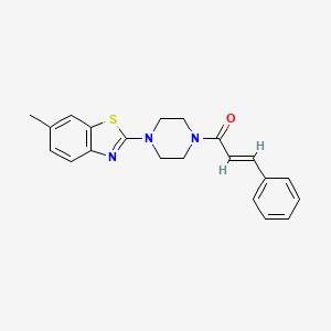 molecular formula C21H21N3OS B2652476 6-methyl-2-{4-[(2E)-3-phenylprop-2-enoyl]piperazin-1-yl}-1,3-benzothiazole CAS No. 897466-25-0