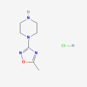 molecular formula C7H13ClN4O B2652483 1-(5-Methyl-1,2,4-oxadiazol-3-yl)piperazine hydrochloride CAS No. 1440955-11-2