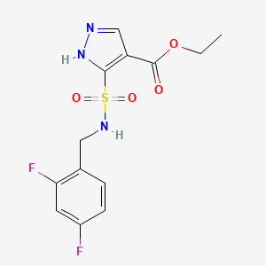molecular formula C13H13F2N3O4S B2652485 ethyl 5-(N-(2,4-difluorobenzyl)sulfamoyl)-1H-pyrazole-4-carboxylate CAS No. 1319124-04-3