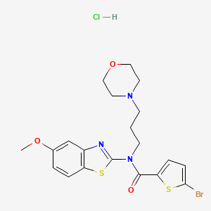 molecular formula C20H23BrClN3O3S2 B2652486 5-bromo-N-(5-methoxybenzo[d]thiazol-2-yl)-N-(3-morpholinopropyl)thiophene-2-carboxamide hydrochloride CAS No. 1330097-60-3